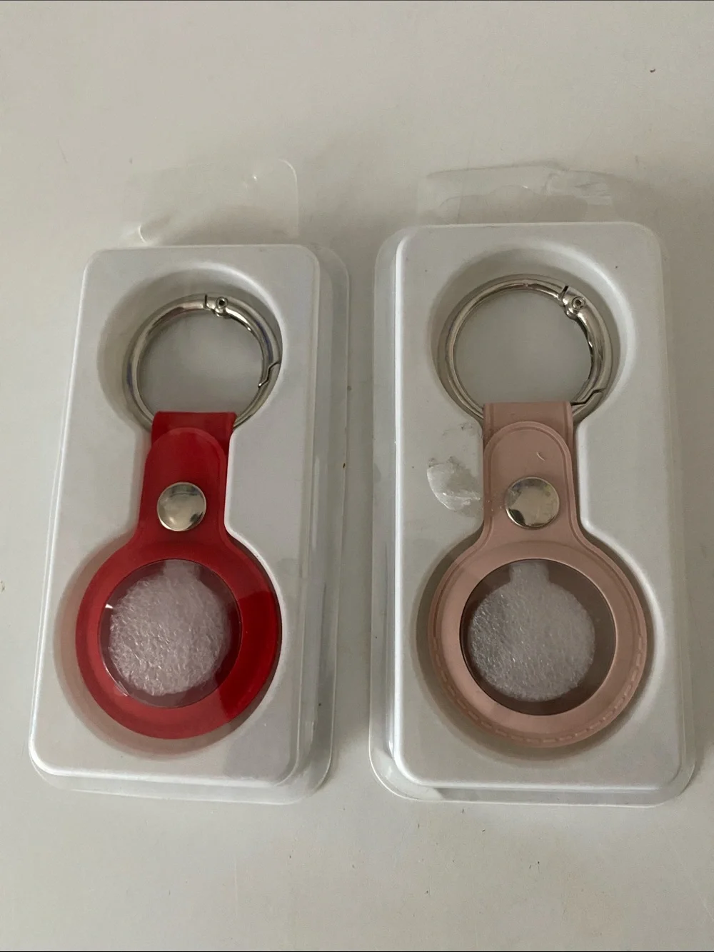 Red / Pink AirTag-Style Protective Key Ring Holder